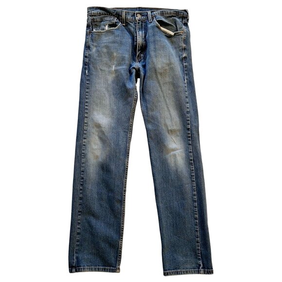 Levis 505 Mens Straight Fit Blue Jeans W34 L32 - Picture 1 of 6